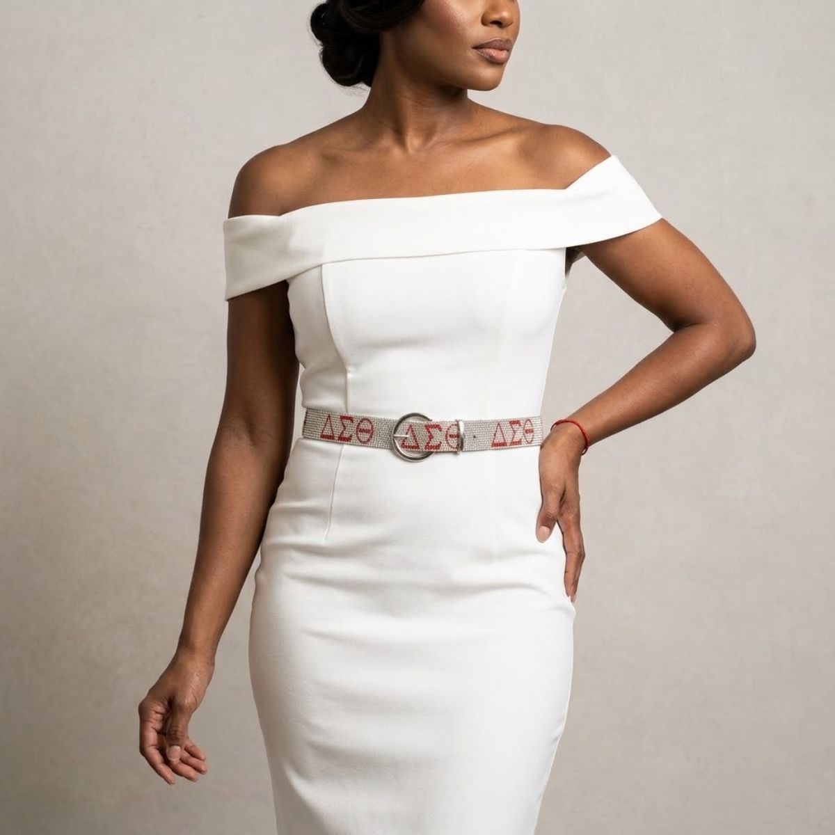 DST 14 Row Rhinestone Belt With Silver Buckle
