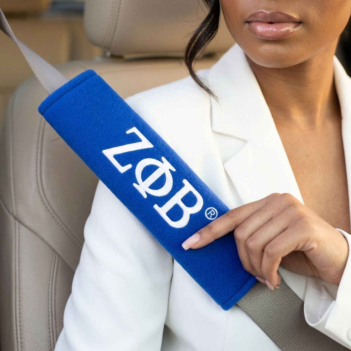 Zeta Phi Beta Blue Seat Belt Cover Set