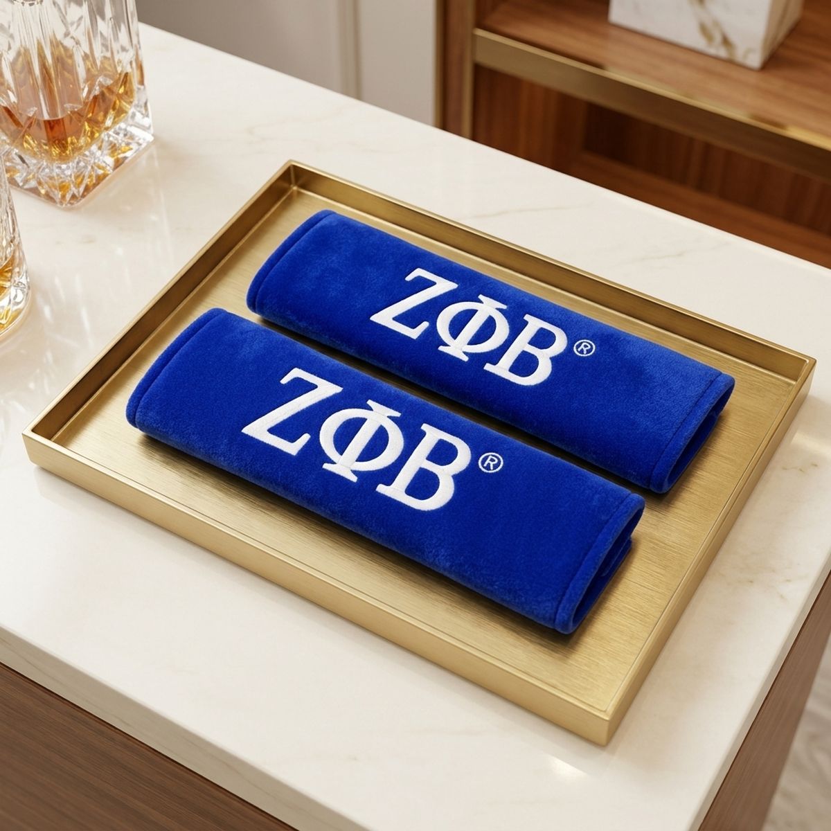Zeta Phi Beta Blue Seat Belt Cover Set