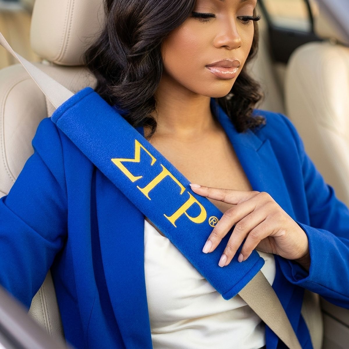 Sigma Gamma Rho Blue Seat Belt Cover Set