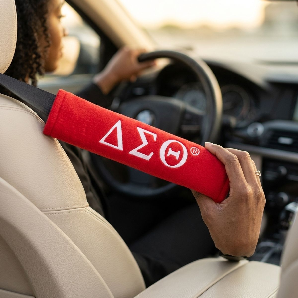 Delta Sigma Theta Red Seat Belt Cover Set