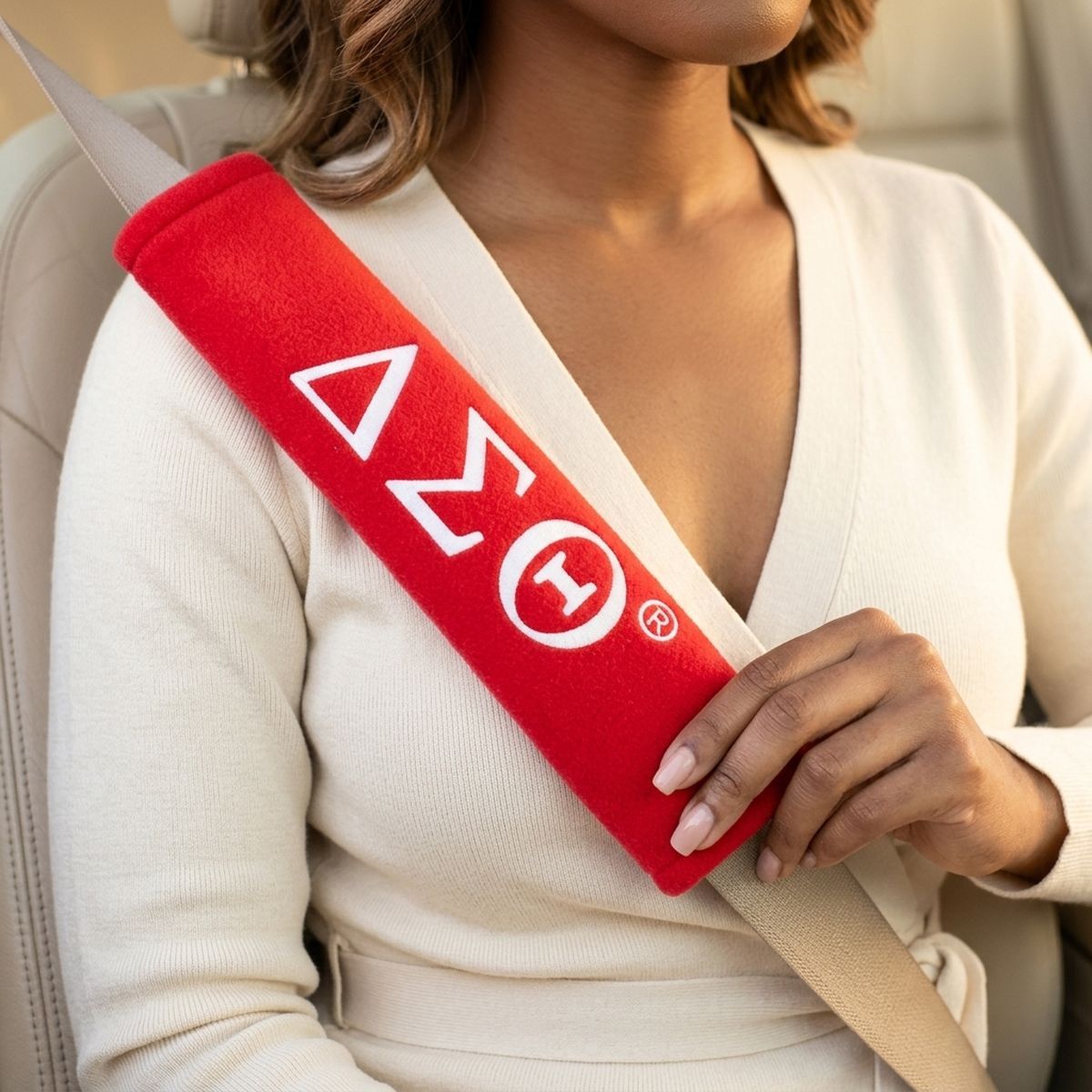 Delta Sigma Theta Red Seat Belt Cover Set