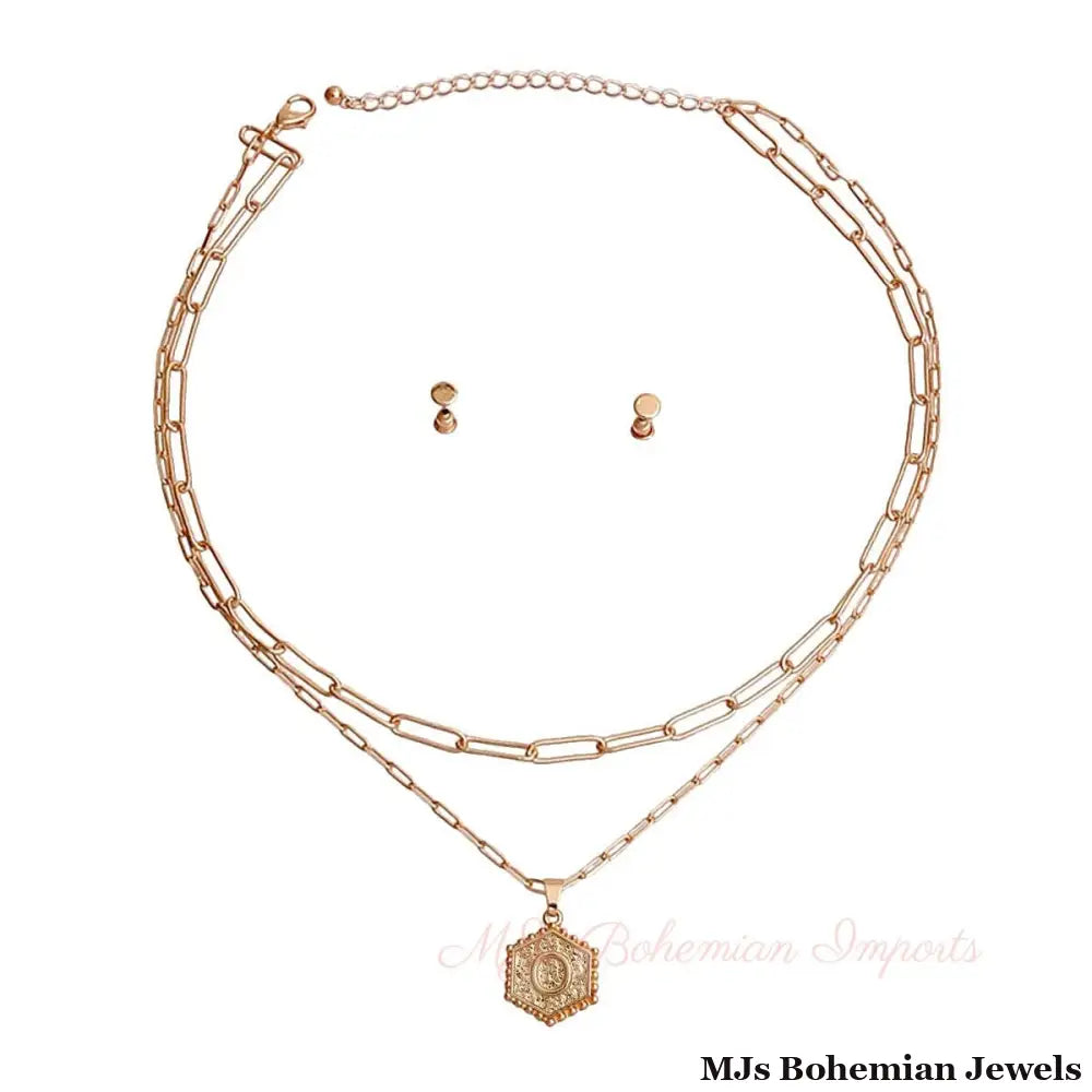 O Hexagon Initial Charm Necklace
