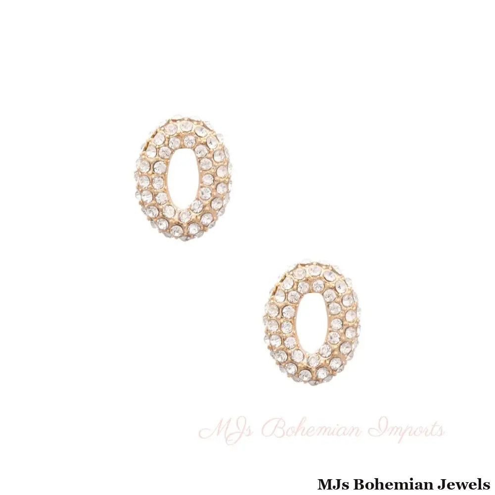 O Initial Rhinestone Studs