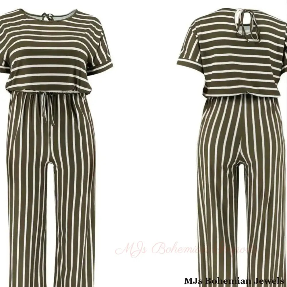 Olive Stripe 3XL Jumpsuit