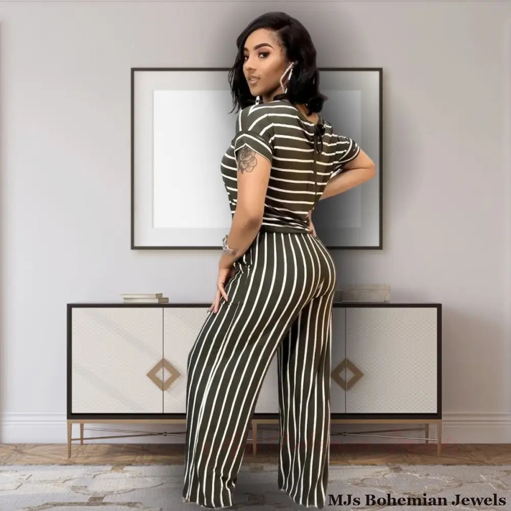 Olive Stripe 3XL Jumpsuit