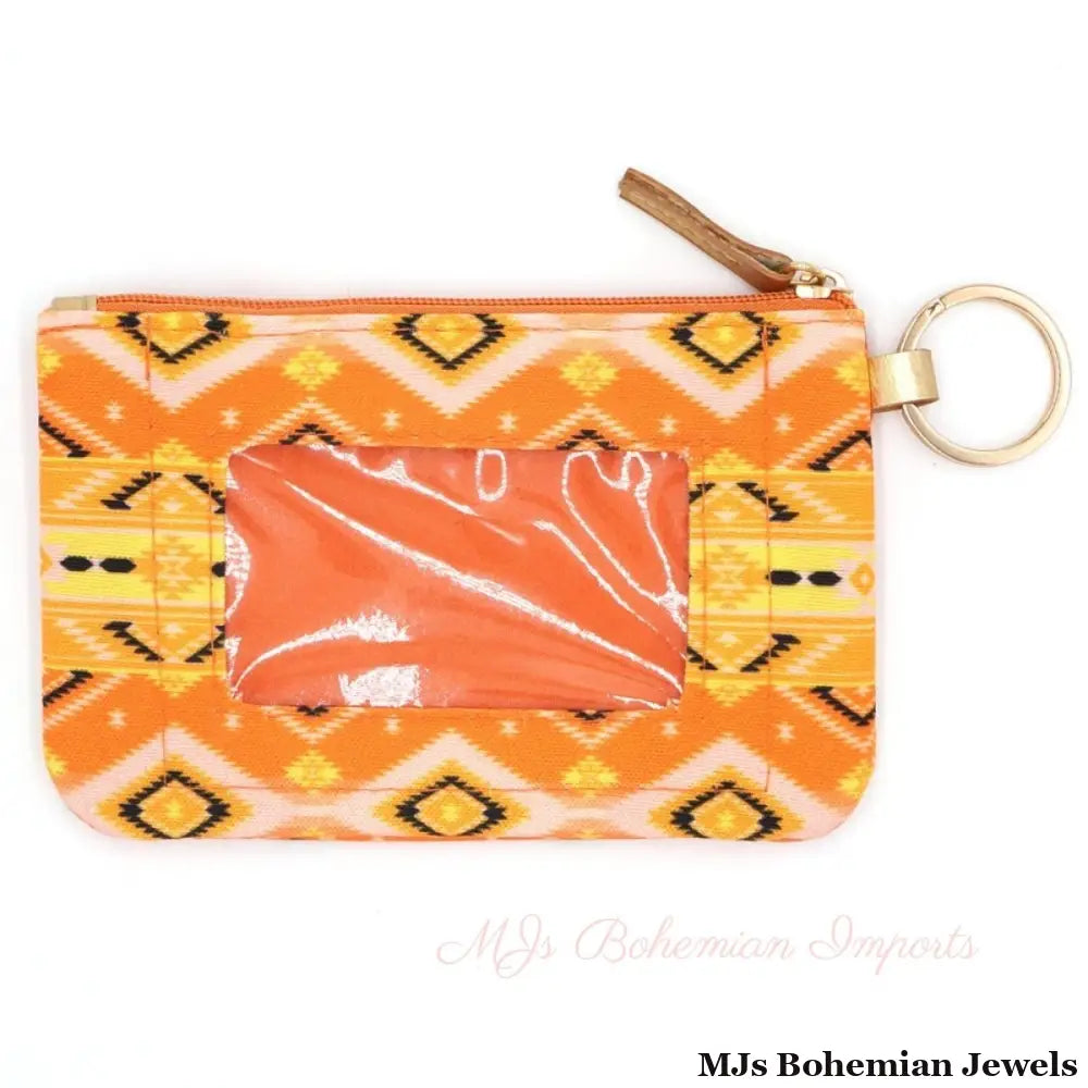 Orange Aztec Tribal ID Wallet