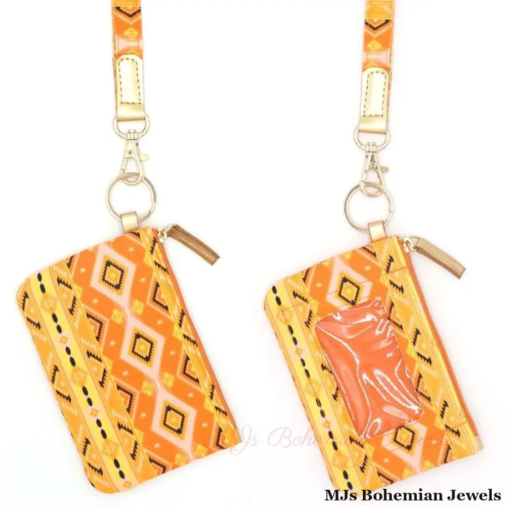 Orange Aztec Tribal ID Wallet