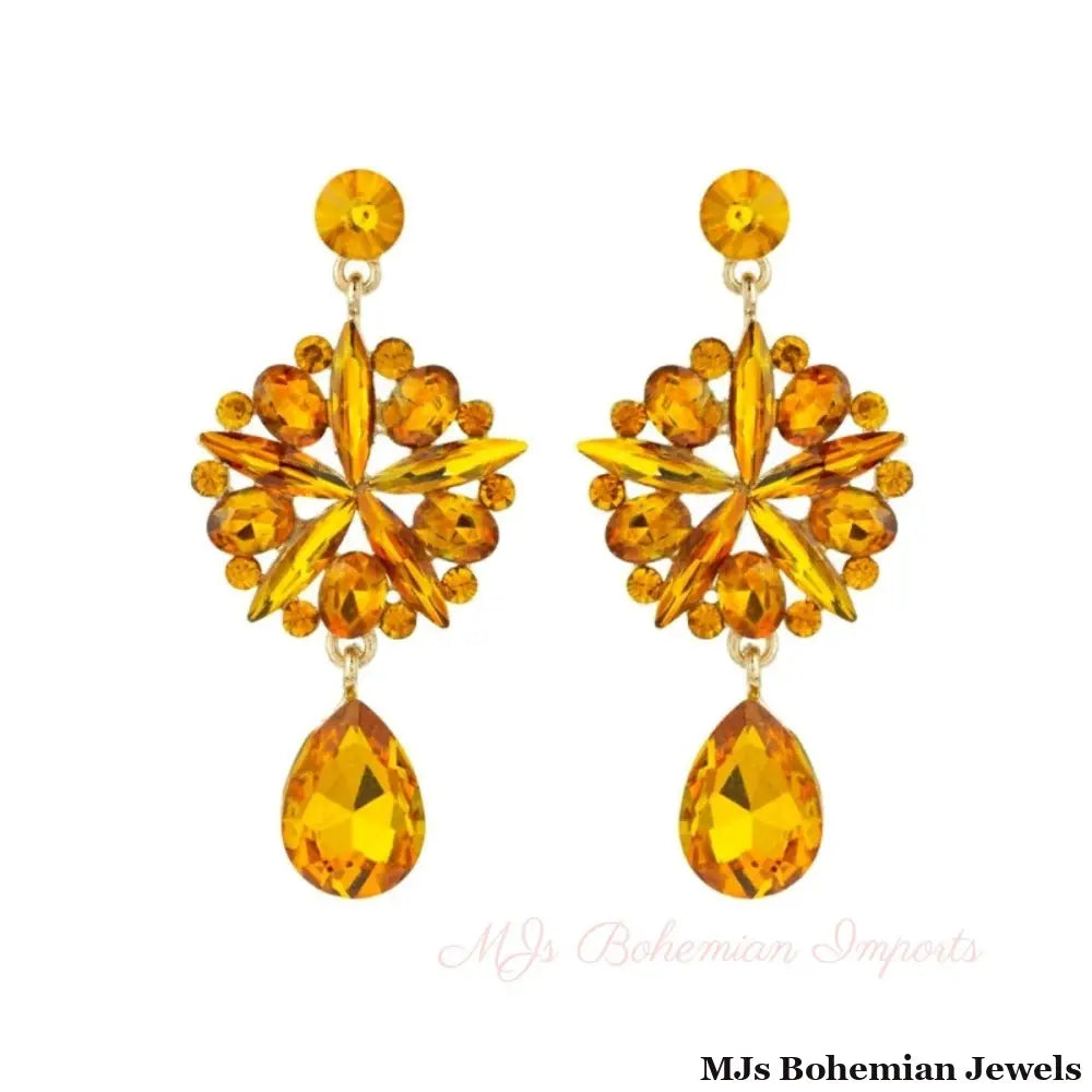 Orange Crystal Burst Earrings