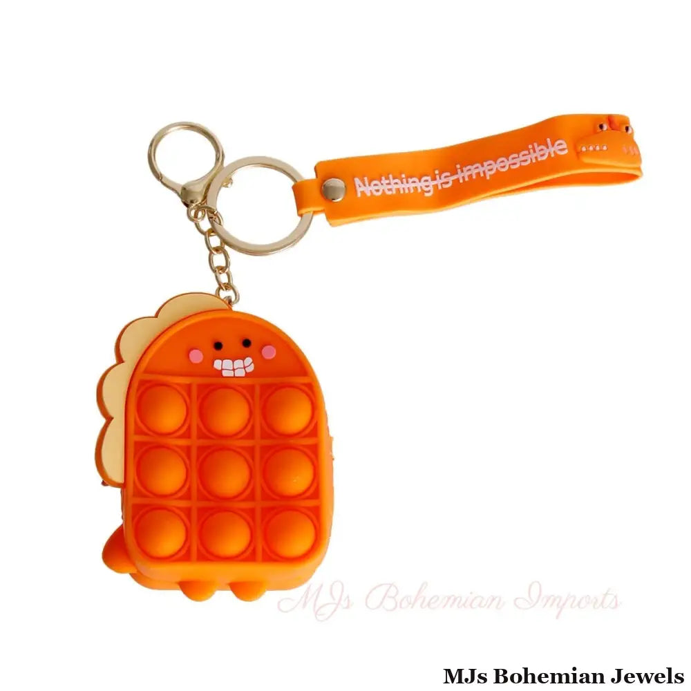 Orange Dino Bubble Pop Keychain