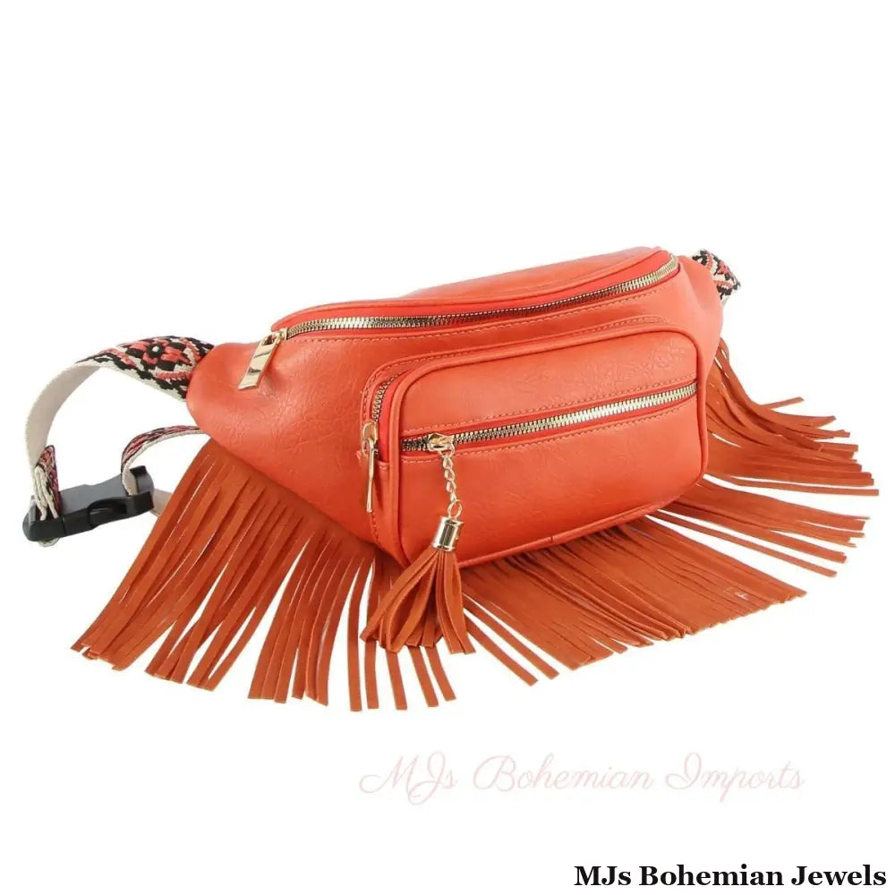 Orange Fringe Fanny Pack