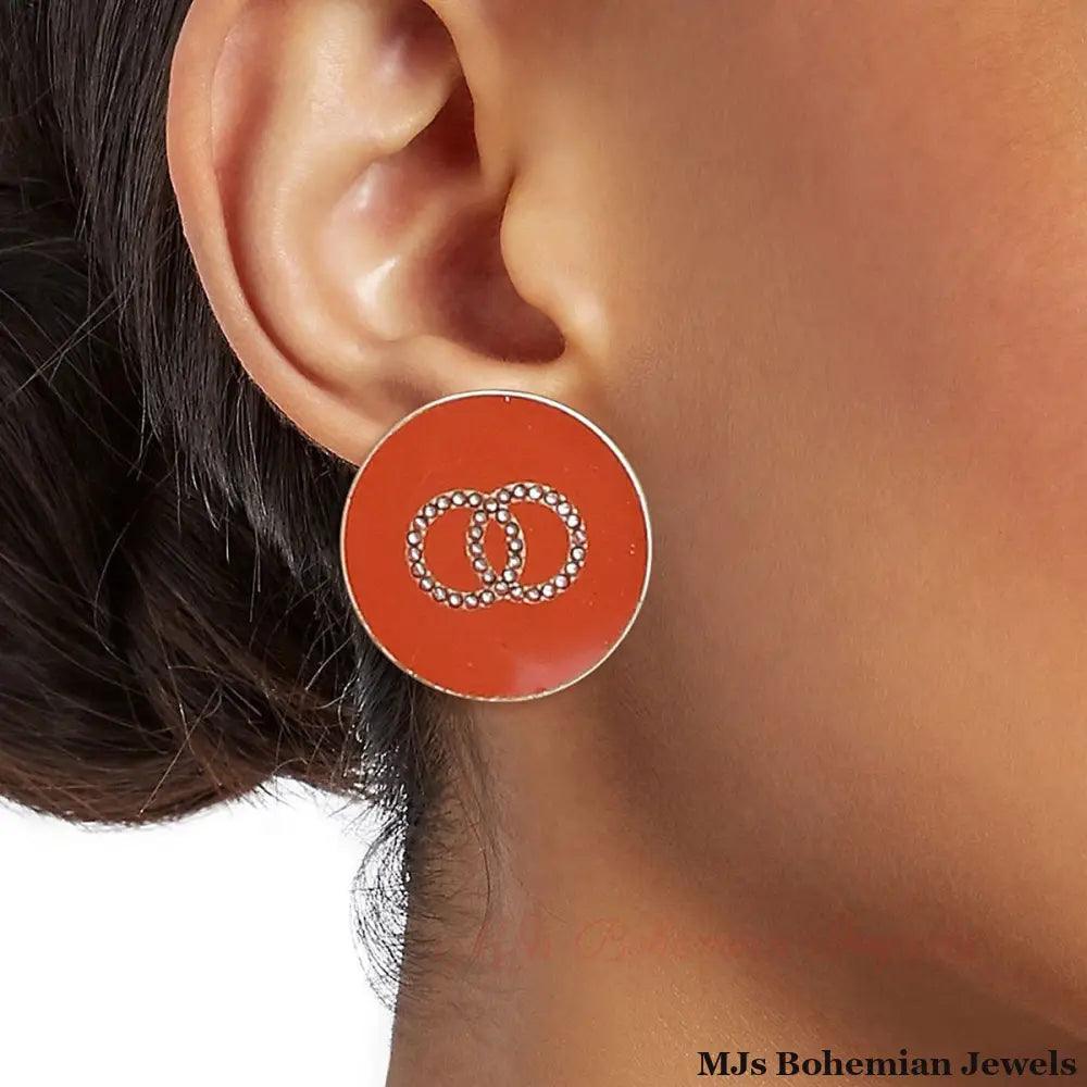 Orange Pop Flat Studs - Bespoke Chic