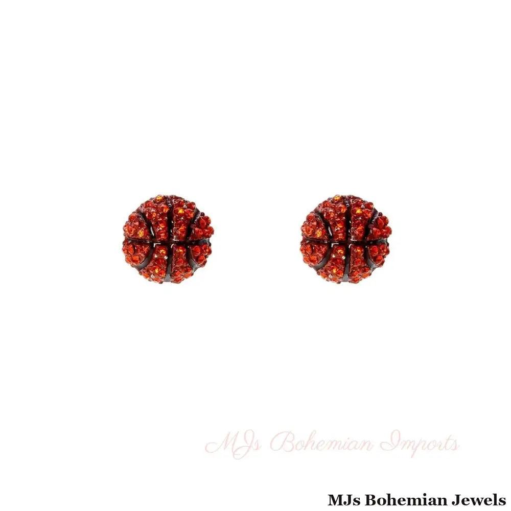 Orange Rhinestone Basketball Studs
