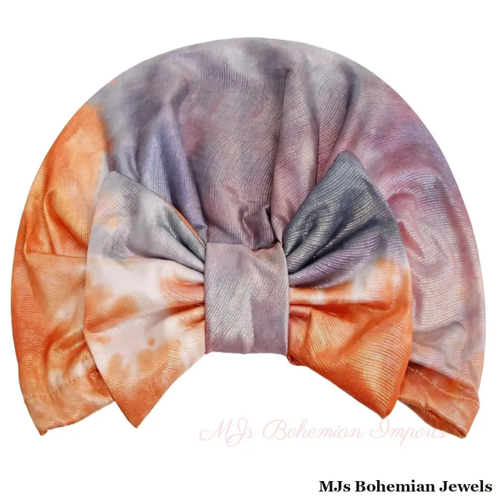 Orange Tie Dye Bow Turban