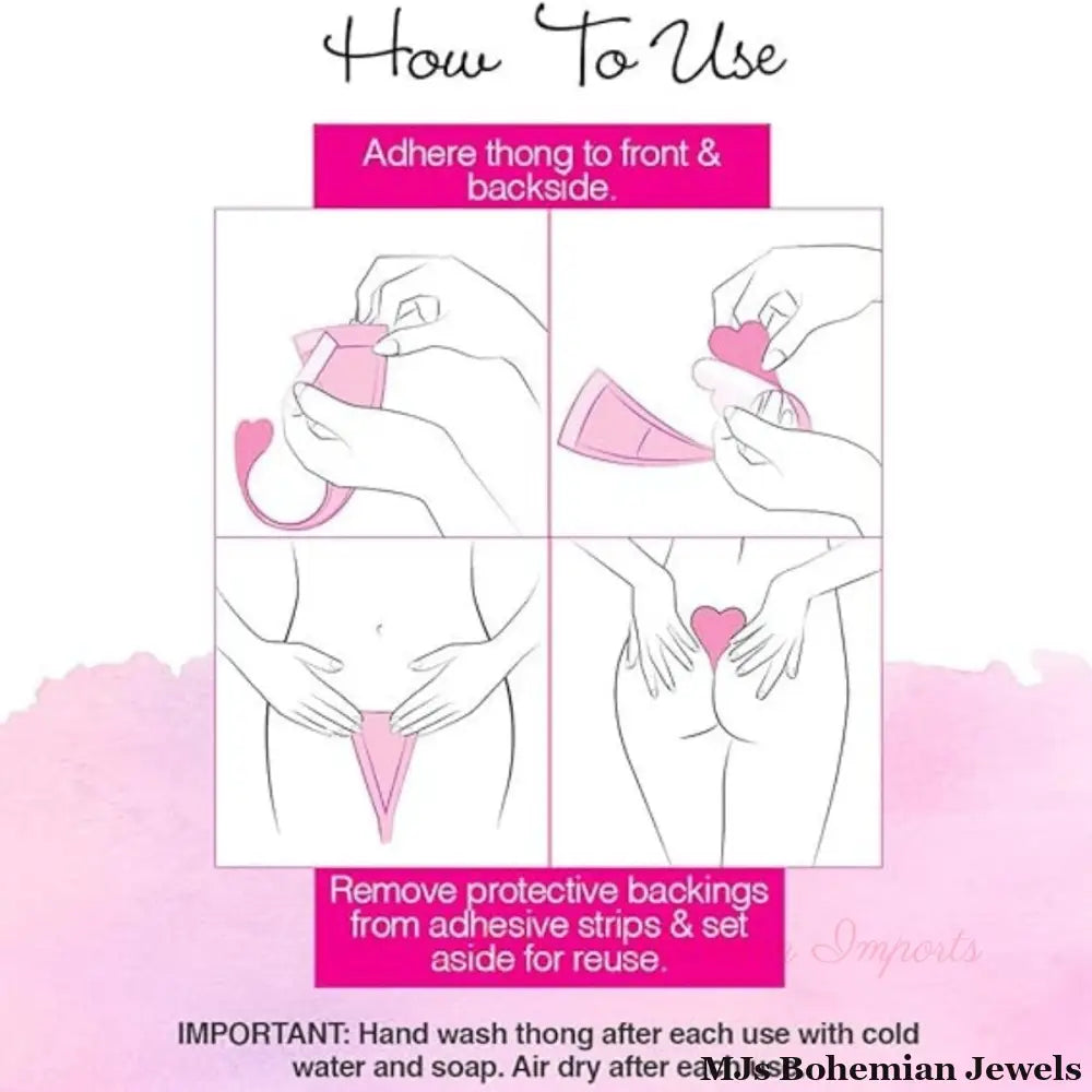 Panty Black Medium Heart Thong for Women