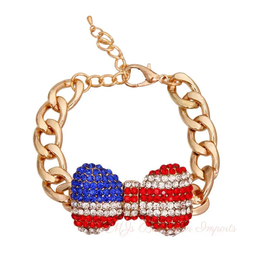 Patriotic Bow Chain Bracelet