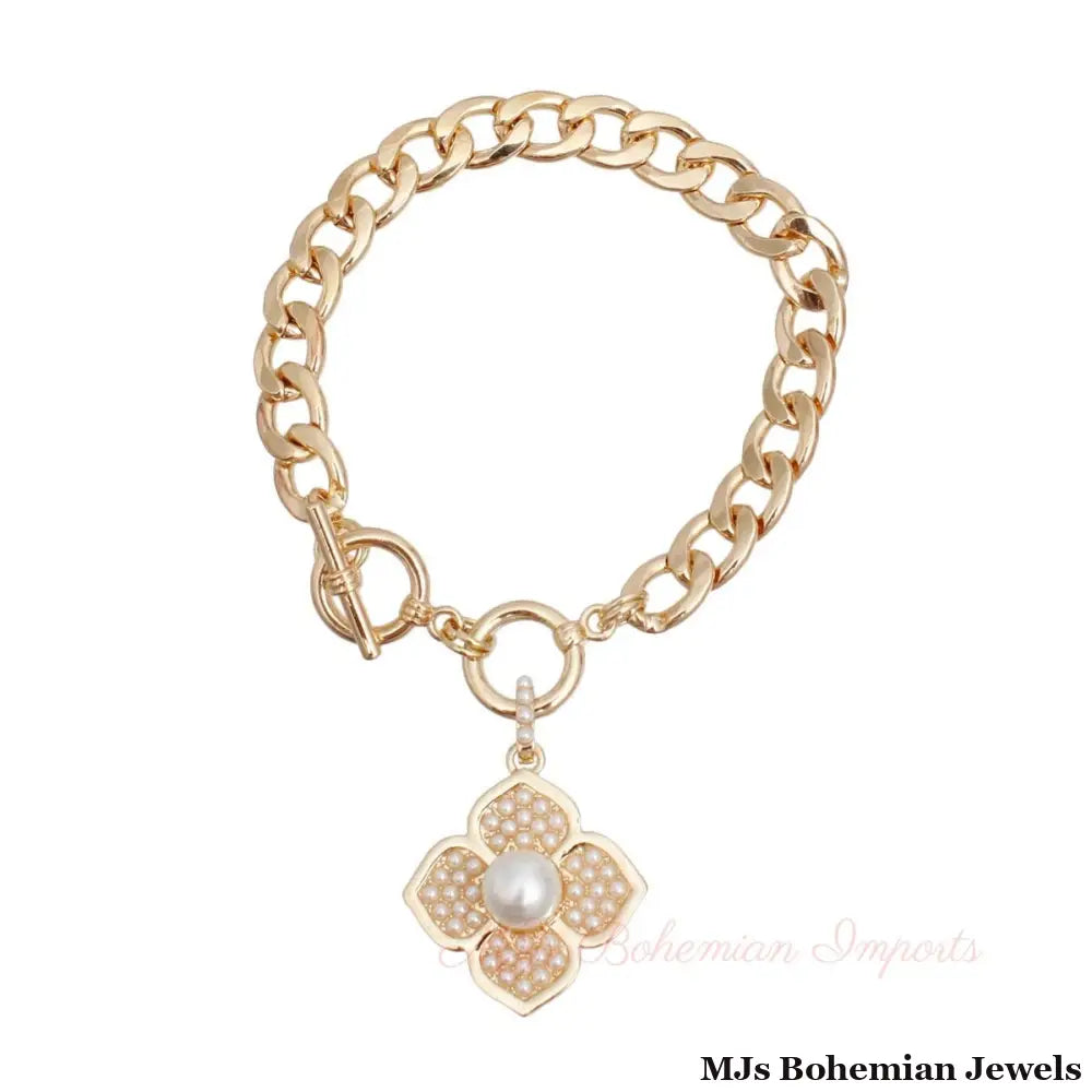 Pearl Bloom: Flower Bracelet