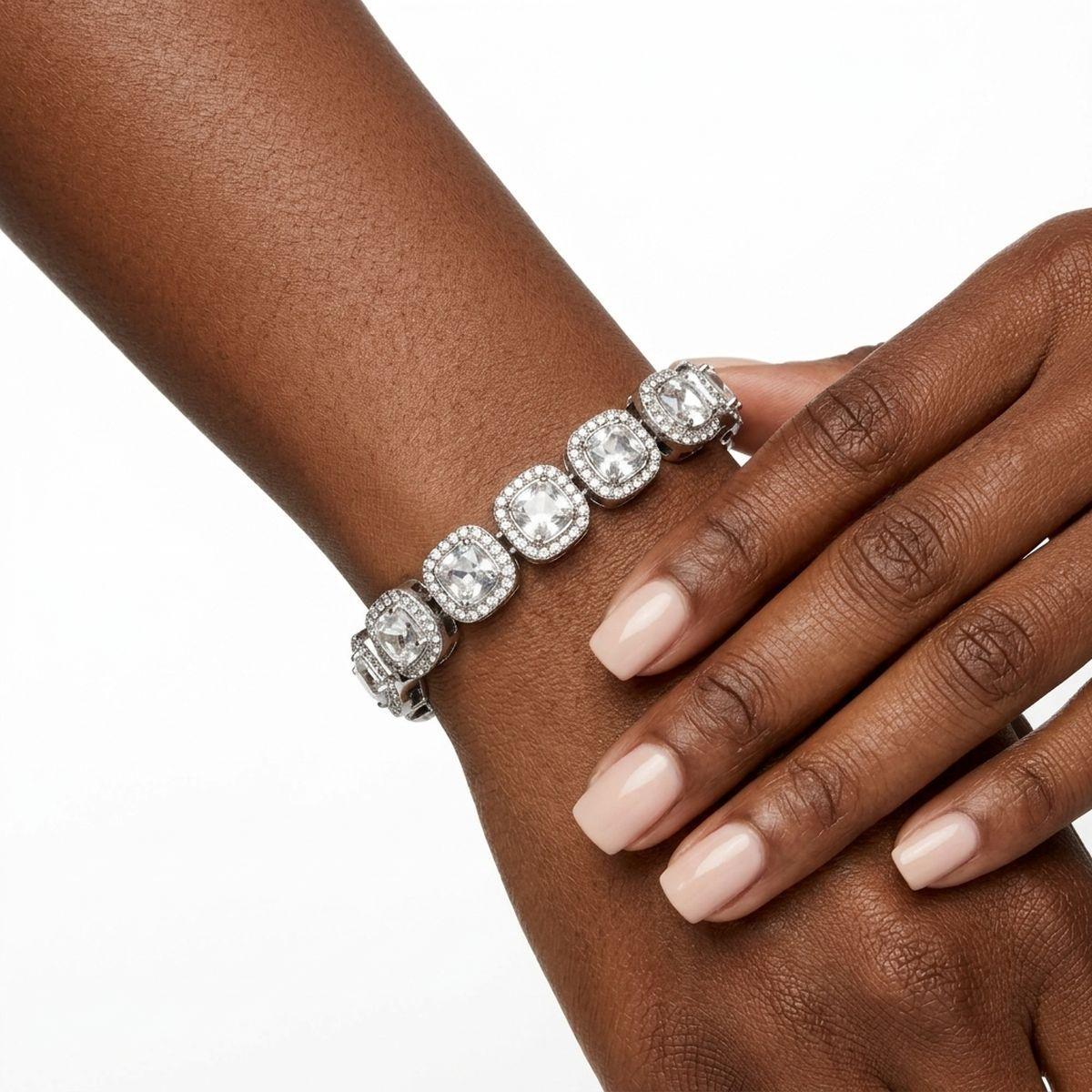 Tennis Silver Cushion Cut Crystal Luxe Bracelet