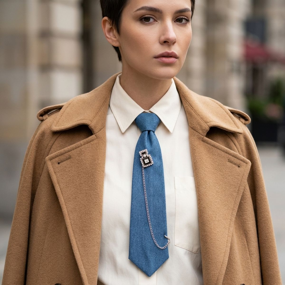Blue Denim Perfume Chain Necktie Necklace