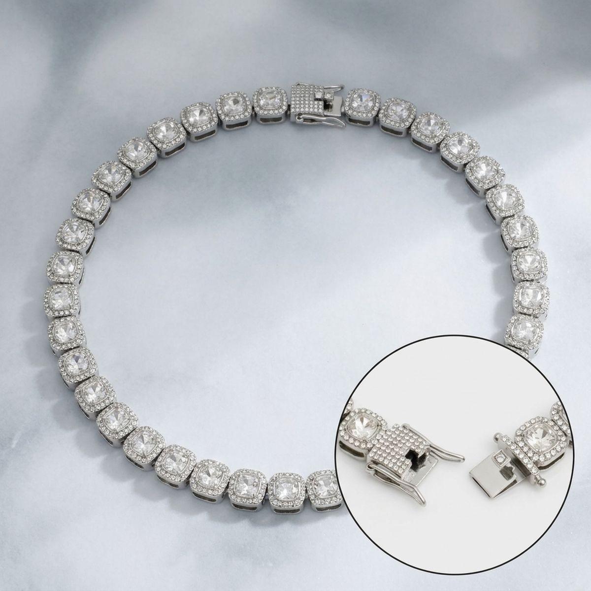 Tennis Silver Cushion Cut Crystal Luxe Necklace
