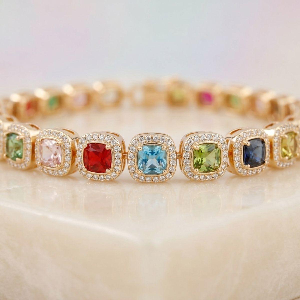 Tennis Colorful Cushion Cut Crystal Luxe Necklace