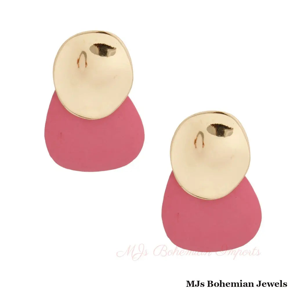 Pink and Gold Wooden Studs
