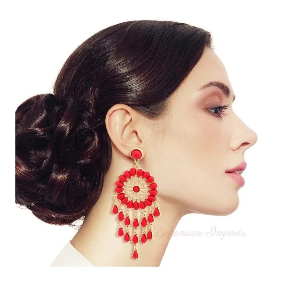 Pink Bead Dream Catcher Earrings