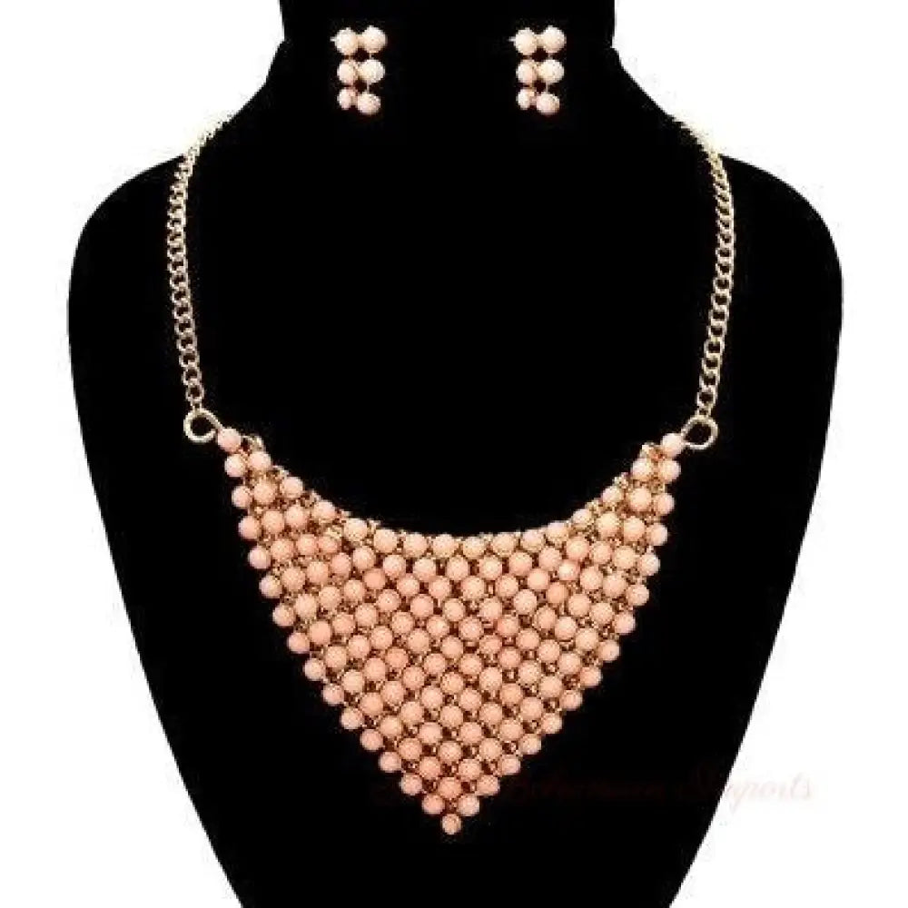 Pink Beads Necklace Set