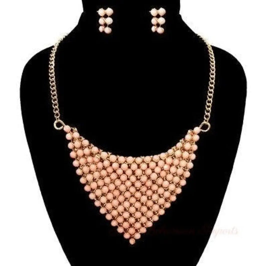 Pink Beads Necklace Set