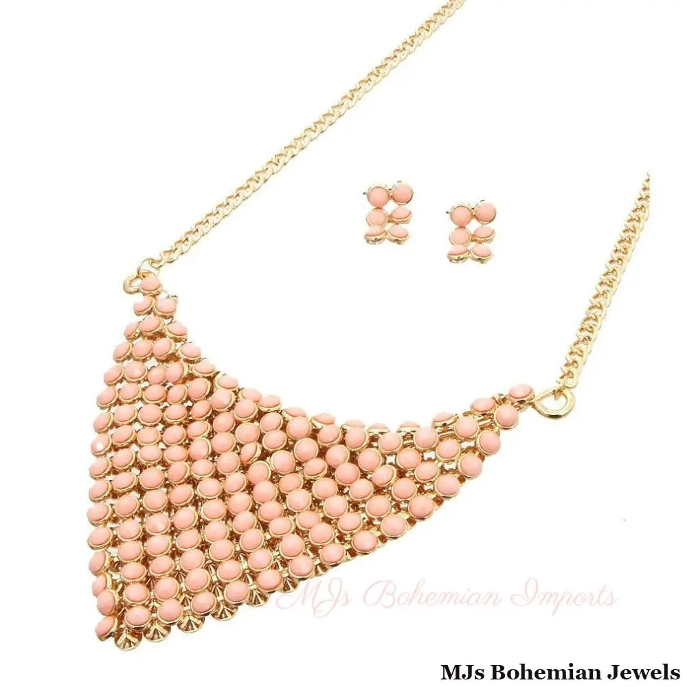 Pink Beads Necklace Set