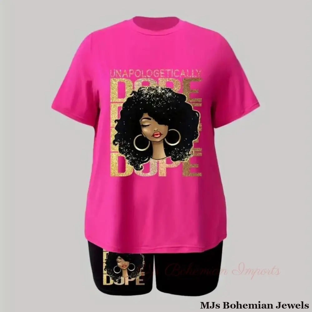 Pink Black 3XL Dope Shorts Set