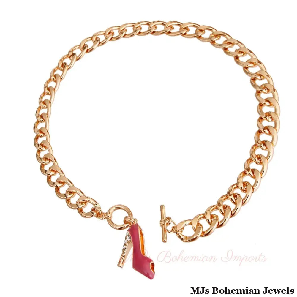 Pink Boutique High Heel Necklace
