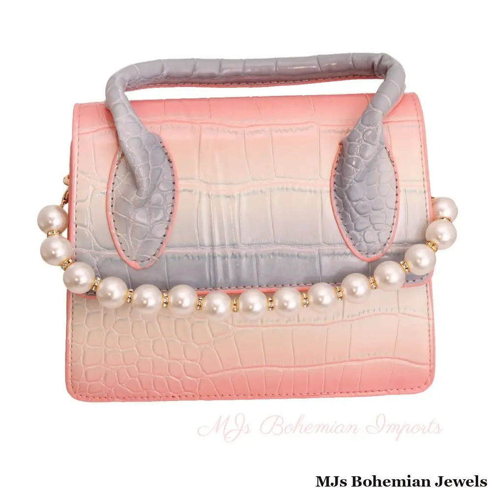 Pink Croc Flap Satchel Handbag