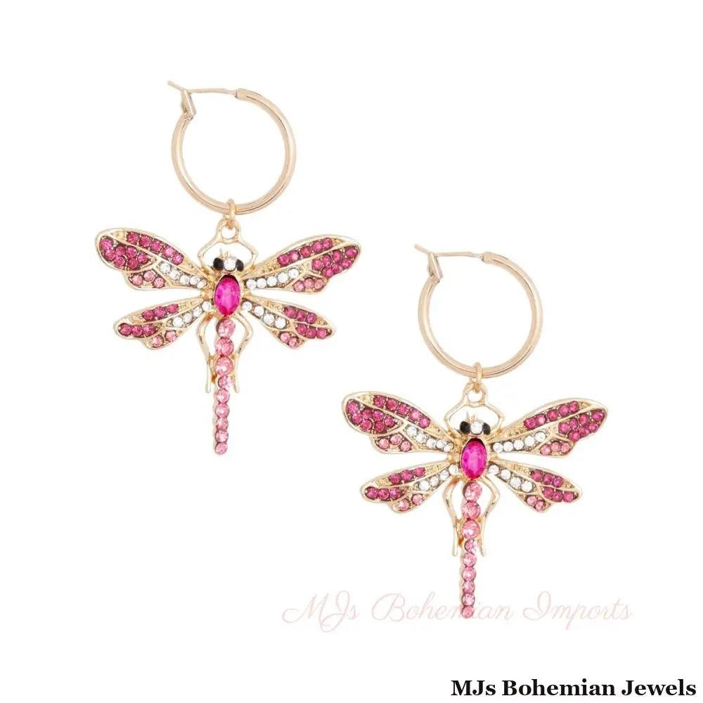 Pink Dragonfly Baby Hoops