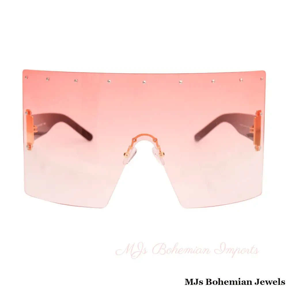 Pink Flat Top Shield Sunglasses