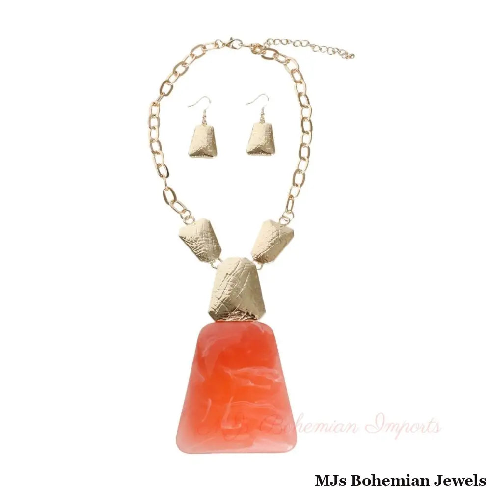 Pink Marbled Cable Chain Necklace