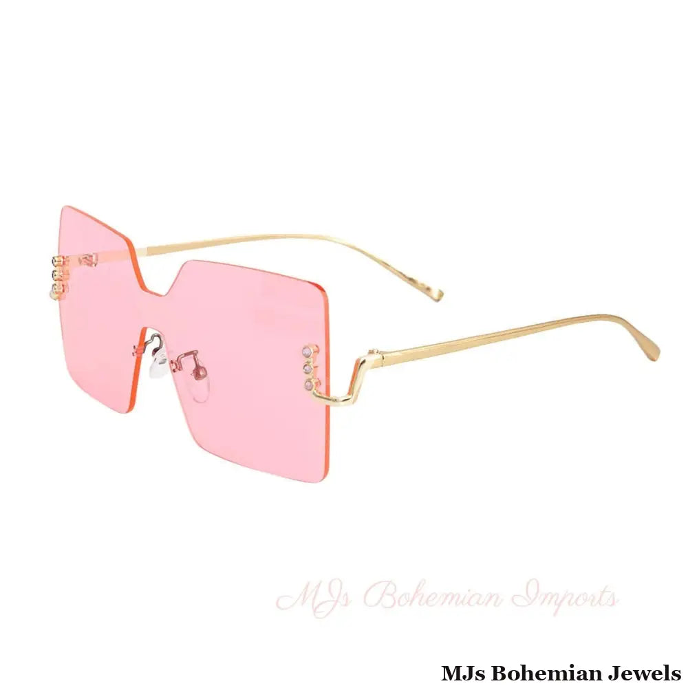Pink One Piece Square Sunglasses