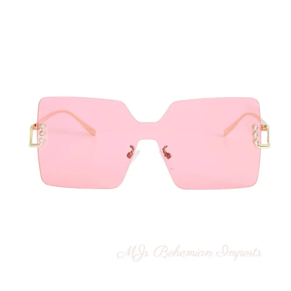 Pink One Piece Square Sunglasses