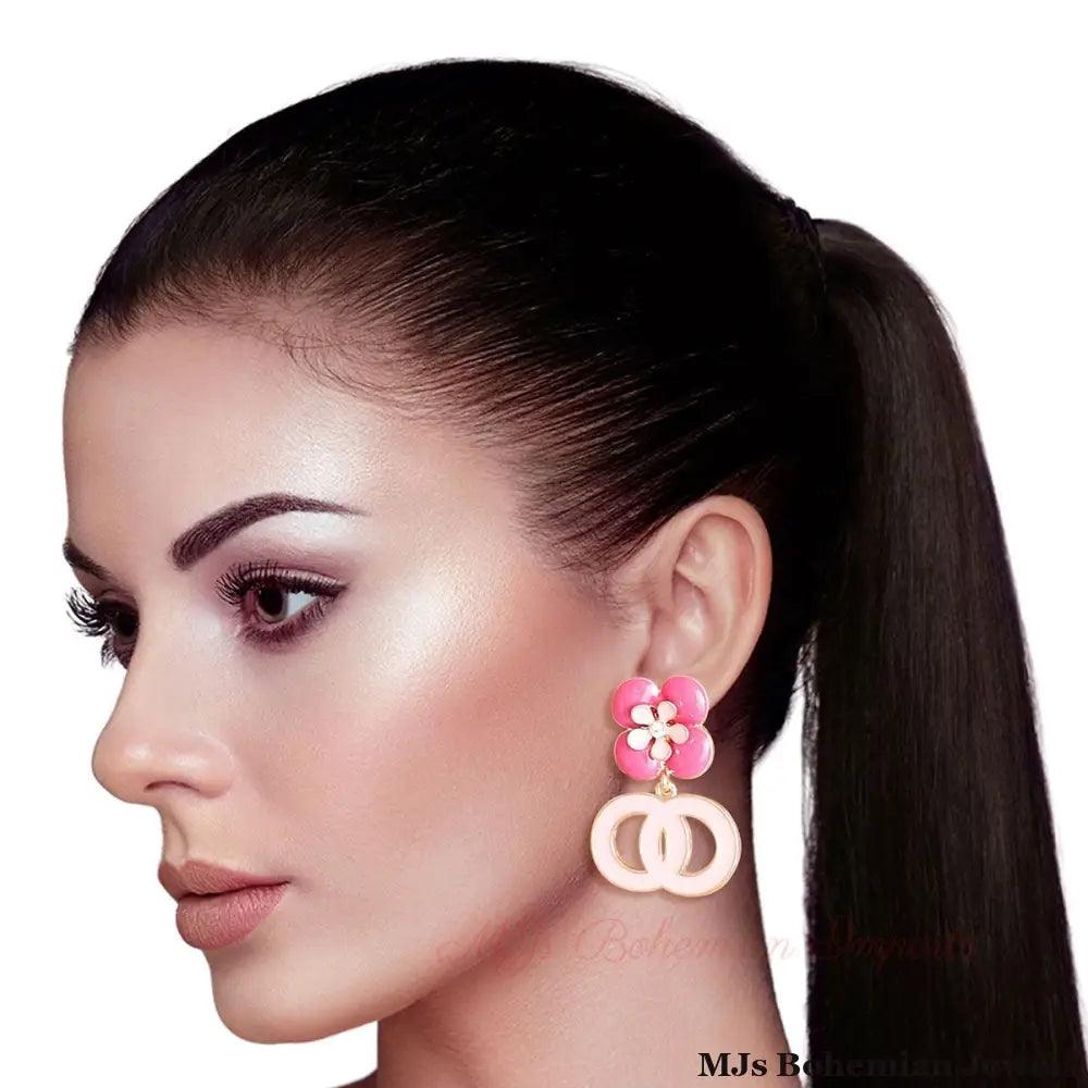 Pink Petal Paradise Earrings - Bespoke Blooms