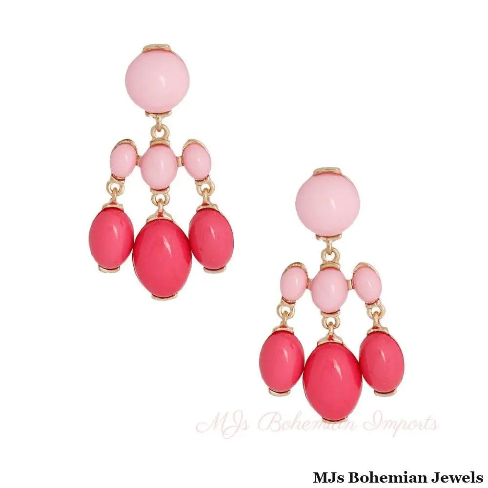 Pink Resin Bead Drop Earrings