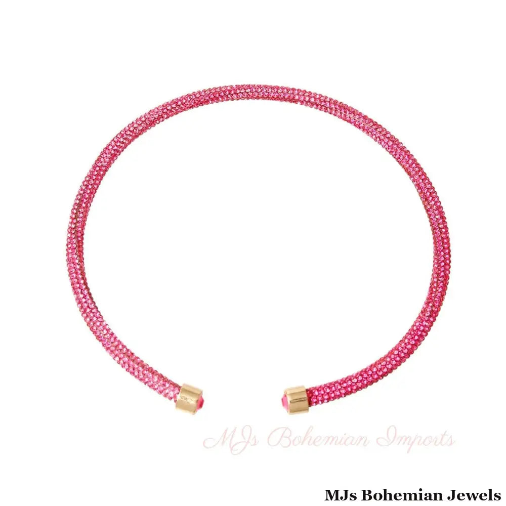 Pink Rhinestone Wrap Choker