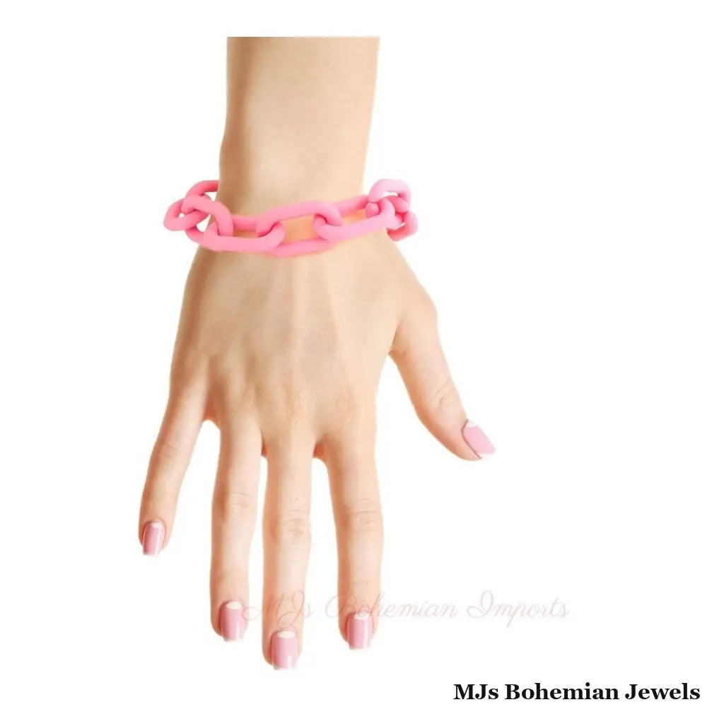 Pink Rubber Coated Chain Bracelet