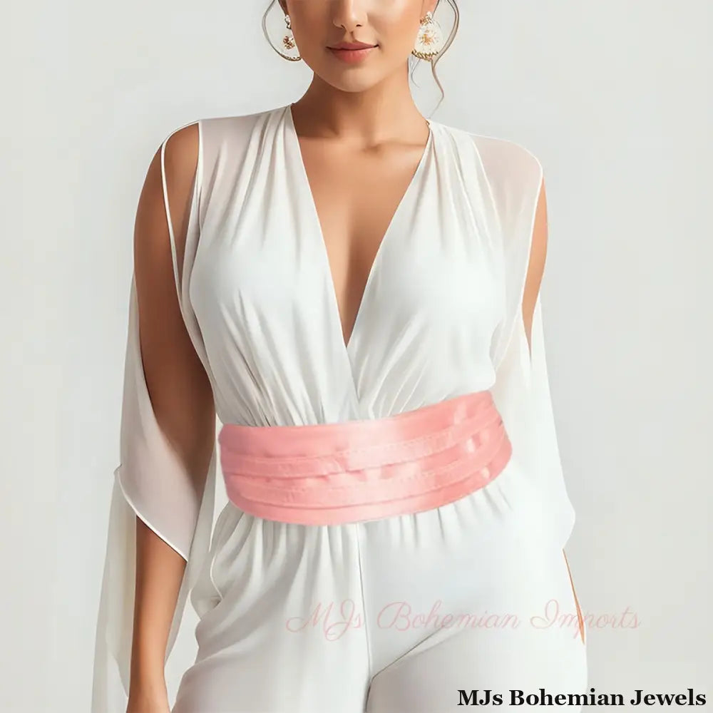 Pink Satin Wrap Belt