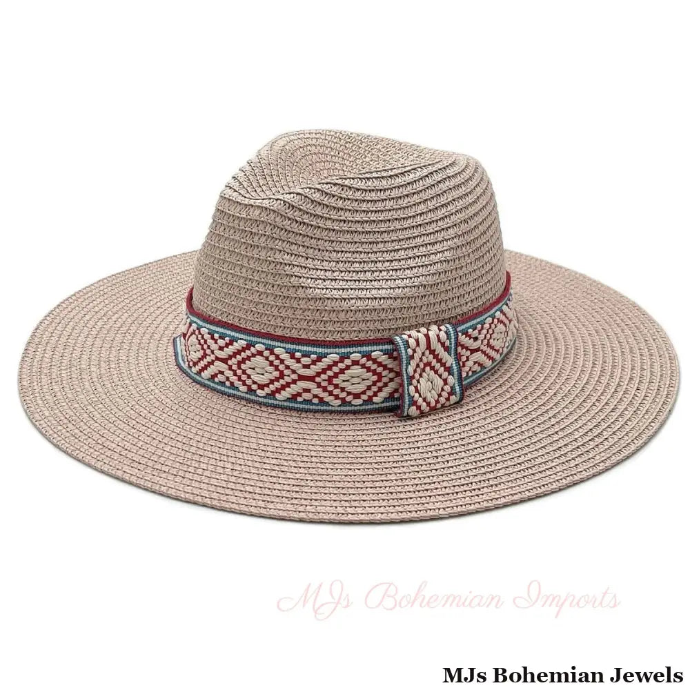 Pink Straw Panama Fedora