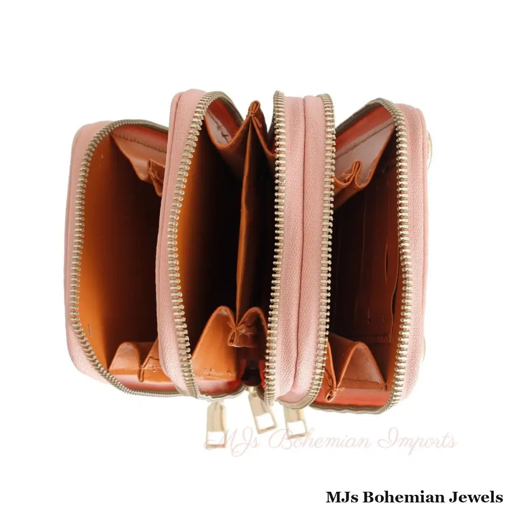 Pink Triple Pocket Crossbody