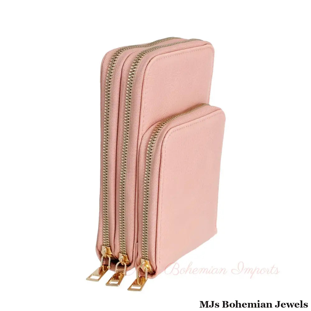 Pink Triple Pocket Crossbody