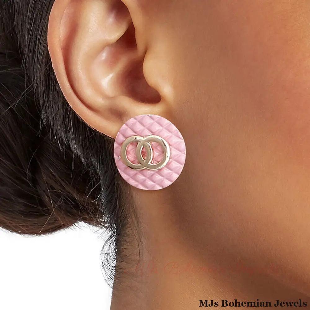 Pretty in Pink Quilted Studs - Bespoke Style