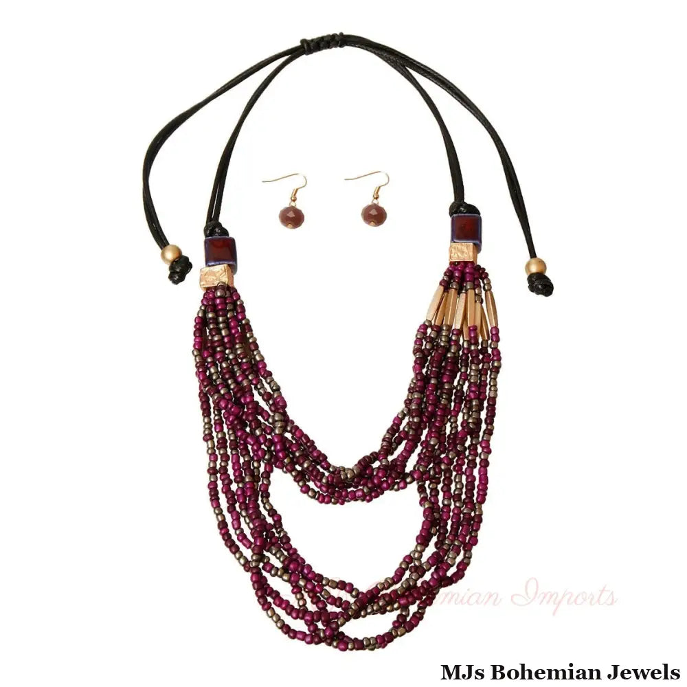 Purple Bead and Cord Set