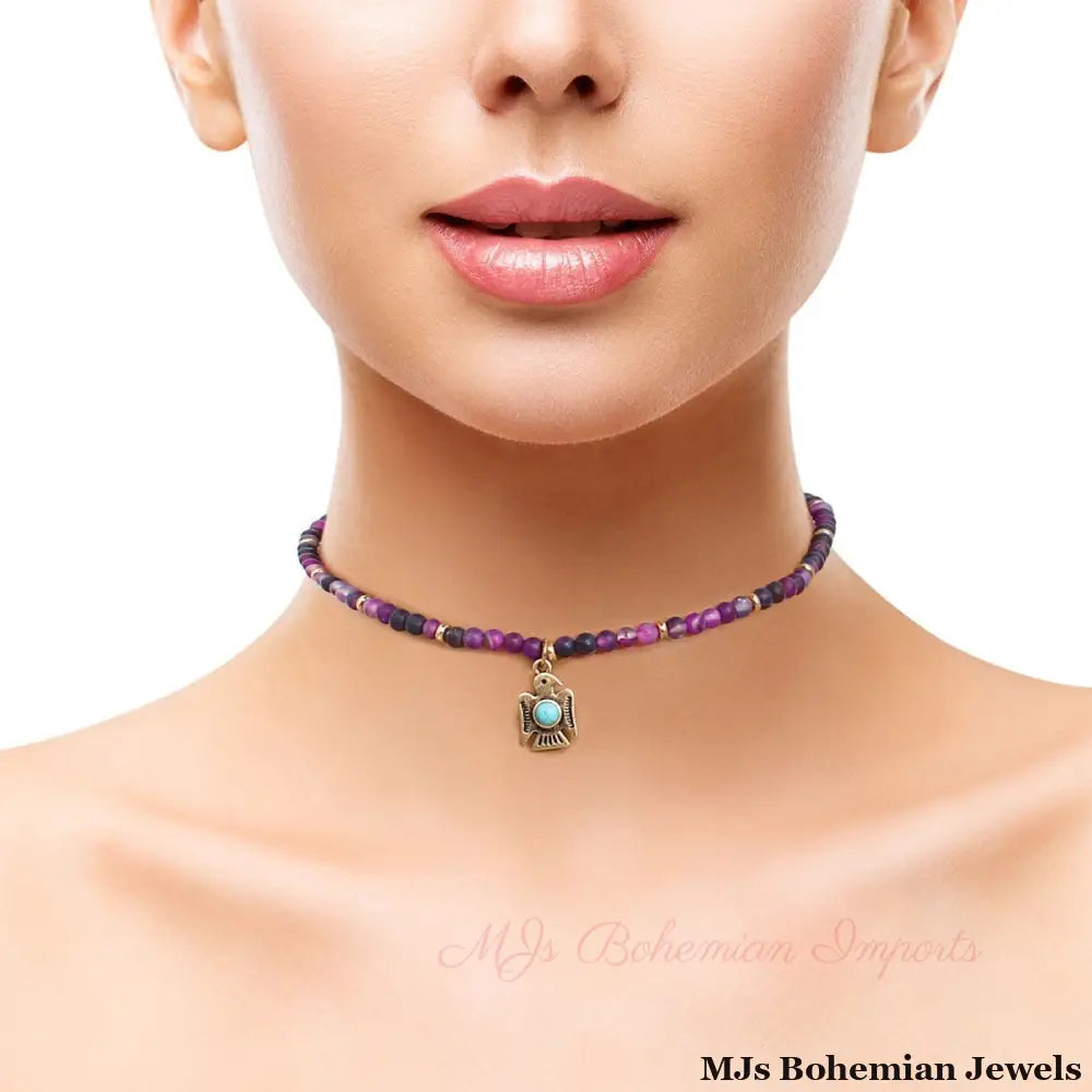 Purple Natural Stone Tunderbird Bracelet