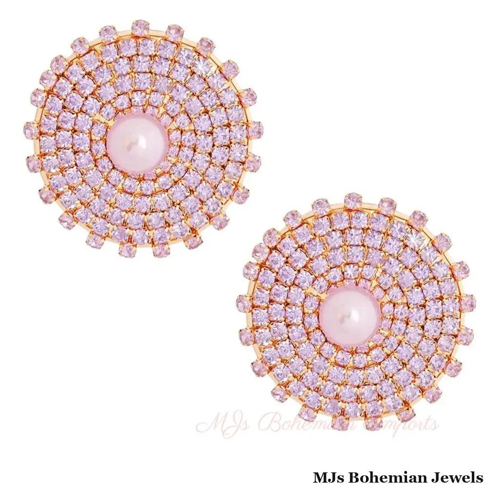 Purple Stone Pearl Studs